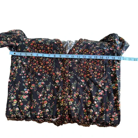 Maeve Anthropologie Floral Babydoll Dress 4P Petite Black Mixed Ditsy Lyocell - Picture 4 of 5